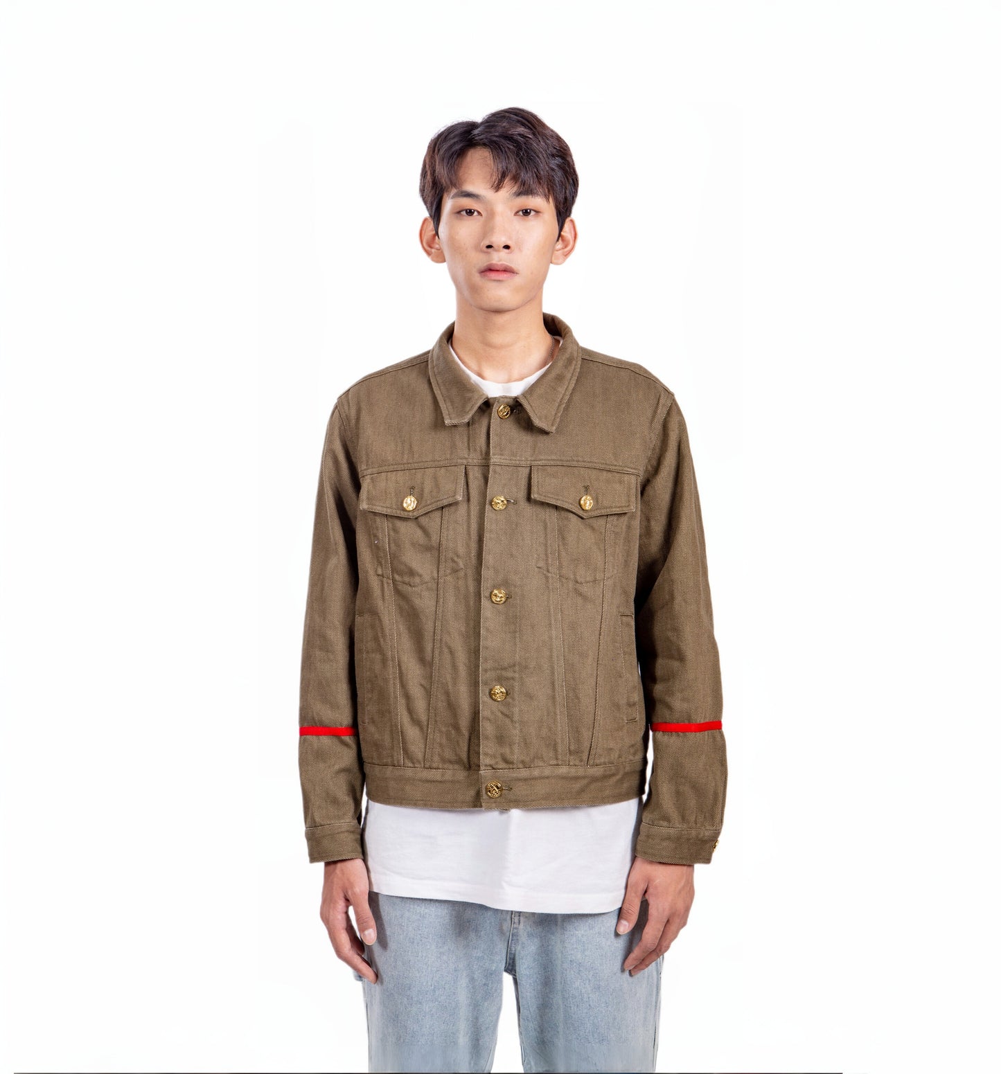 MILITARY GREEN GLOBAL DENIM JACKET
