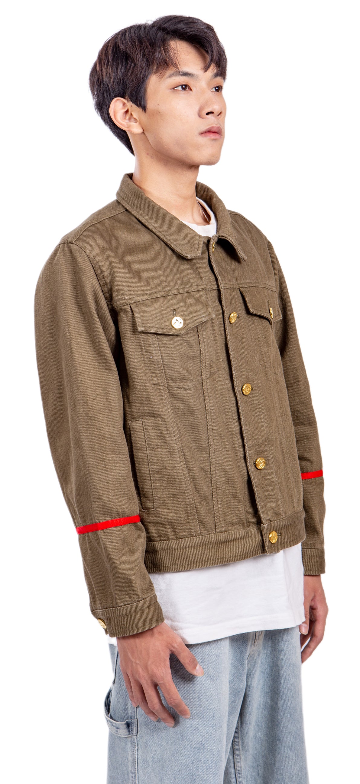 MILITARY GREEN GLOBAL DENIM JACKET